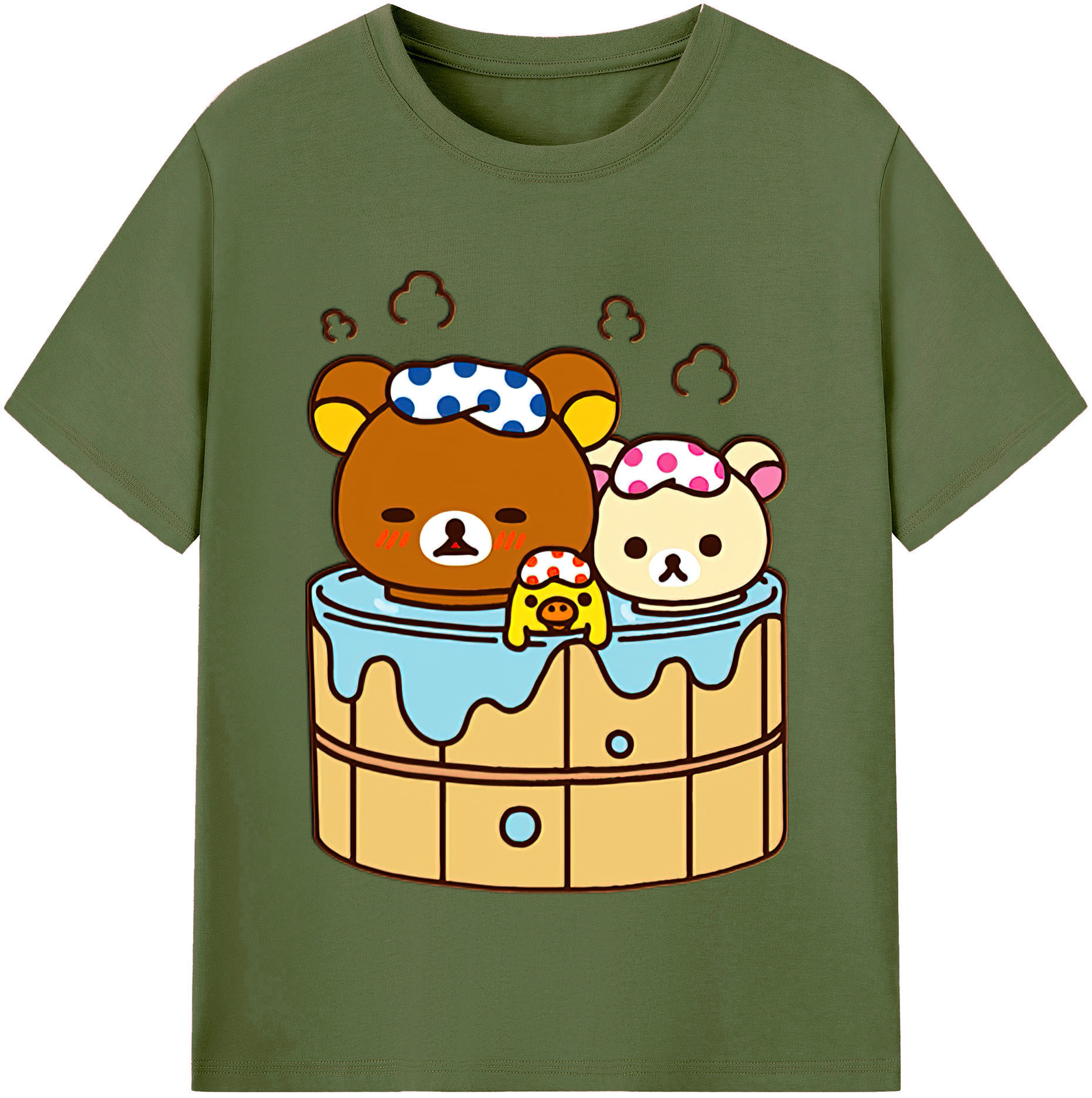 （画像用） リラックマ リラックマ キイロイトリ Rilakkuma Korilakkuma Kiiroitori 綿100％半袖Tシャツ（フロントプリント）